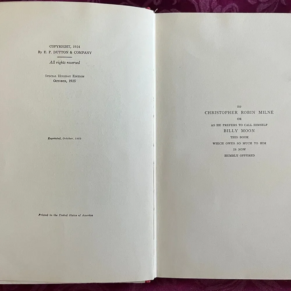 1925 When We Were Very Young by A. A. Milne, Special Holiday Edition, 2nd Print